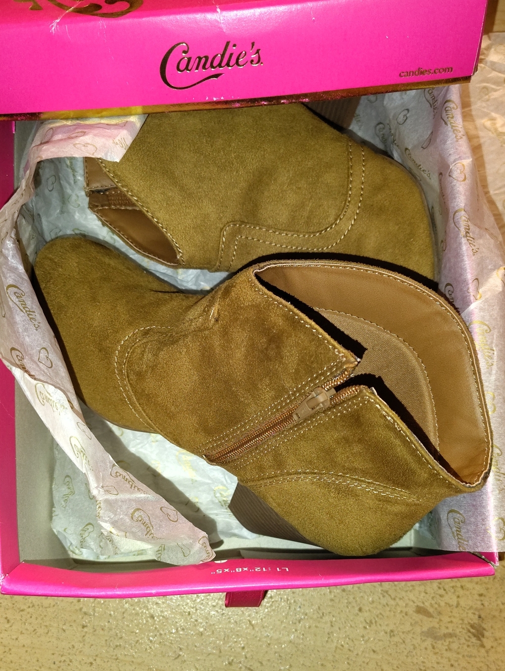 Candie's Brown Suede Ankle Booties with Side Zip